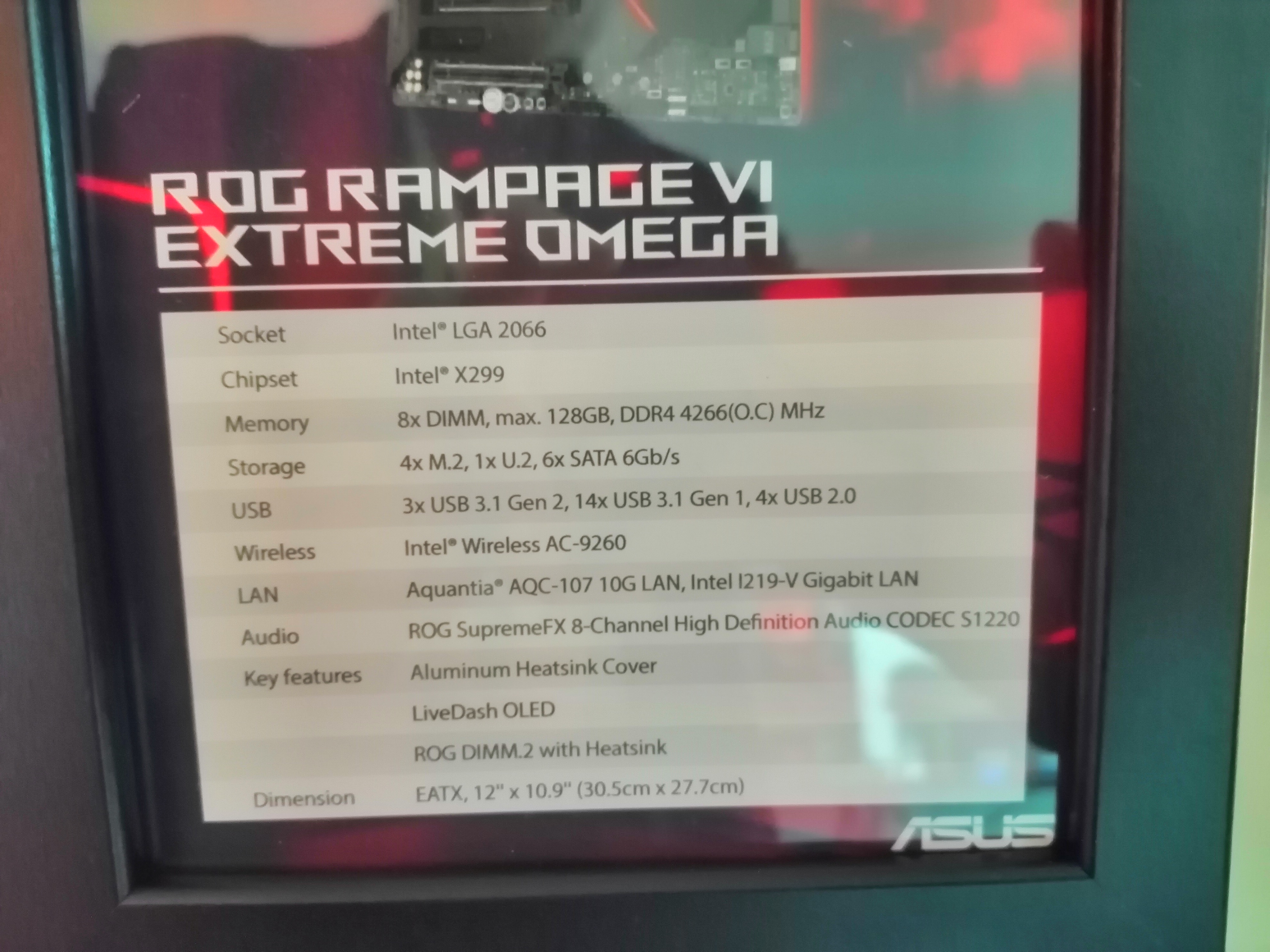 CES 2019: ASUS ROG Rampage VI Extreme Omega X299 Motherboard CES 2019: ASUS ROG Rampage VI Extreme Omega X299 Motherboard
